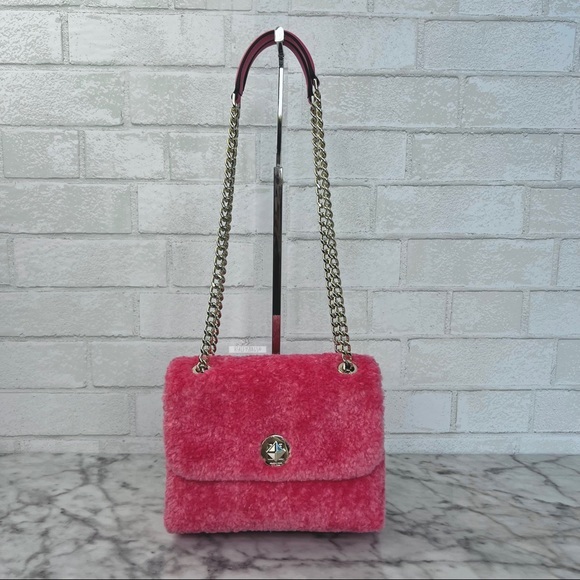 Kate Spade Natalia Pink Faux Fur Small Flap Shoulder Bag Crossbody - Picture 2 of 11
